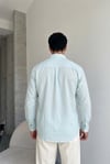 Nairobi Mint Renkli Soft Keten Görünümlü Yarım Oversize Rahat Kalıp Gömlek