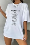 Optimistic Beyaz Oversize Salas Boyfriend Kadın T-Shirt