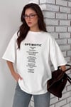 Optimistic Beyaz Oversize Salas Boyfriend Kadın T-Shirt