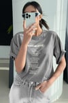 Optimistic Gri Oversize Salas Boyfriend Kadın T-Shirt