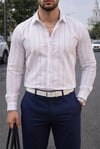 Palermo Beyaz Lila Çizgili Regular Rahat Kalıp Gömlek