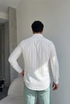 Palermo Beyaz Mint Çizgili Regular Rahat Kalıp Gömlek