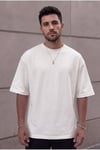 Premium Kalite Kırık Beyaz Renkli Kalın İki İplik Compact Penye Kumaş Tam Oversize T-Shirt