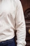 Rio Krem Renkli Soft Keten Görünümlü Yarım Oversize Rahat Kalıp Gömlek