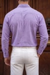 Rio Lila Renkli Soft Keten Görünümlü Yarım Oversize Rahat Kalıp Gömlek