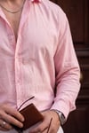 Rio Pembe Renkli Soft Keten Görünümlü Yarım Oversize Rahat Kalıp Gömlek