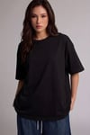 Siyah Basic Düz Baskısız Oversize Salas Boyfriend Kadın T-Shirt
