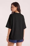Siyah Basic Düz Baskısız Oversize Salas Boyfriend Kadın T-Shirt