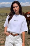 Spectacular Beyaz Oversize Salas Boyfriend Kadın T-Shirt