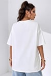 Spectacular Beyaz Oversize Salas Boyfriend Kadın T-Shirt