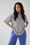 Spectacular Gri Oversize Salas Boyfriend Kadın T-Shirt