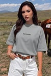 Spectacular Gri Oversize Salas Boyfriend Kadın T-Shirt