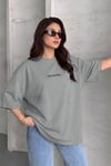 Spectacular Gri Oversize Salas Boyfriend Kadın T-Shirt
