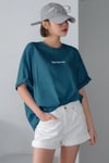 Spectacular Petrol Yeşili Oversize Salas Boyfriend Kadın T-Shirt