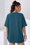 Spectacular Petrol Yeşili Oversize Salas Boyfriend Kadın T-Shirt