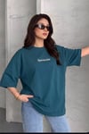 Spectacular Petrol Yeşili Oversize Salas Boyfriend Kadın T-Shirt