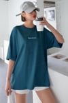 Spectacular Petrol Yeşili Oversize Salas Boyfriend Kadın T-Shirt
