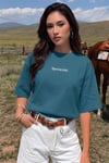 Spectacular Petrol Yeşili Oversize Salas Boyfriend Kadın T-Shirt