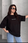 Spectacular Siyah Oversize Salas Boyfriend Kadın T-Shirt
