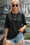 Spectacular Siyah Oversize Salas Boyfriend Kadın T-Shirt