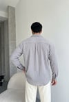 Tokyo Gri Renkli Dokulu Kumaş Overize Rahat Kalıp Gömlek