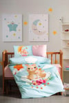 Bebek Nevresim Takımı Sleeper Mint - %100 Pamuk, Ranforce Kumaş, 100x150 cm, 2 Adet Yastık Kılıfı