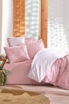 Best Pembe Minimal Tek Kişilik Lastikli Çarşaflı Nevresim Takımı – %100 Pamuk
