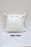 Örgü Desenli Ponponlu Kırlent Kılıfı Krem Renk 43x43cm