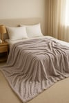 Softline Gri Çizgili Yumuşak Battaniye Çift Kişilik 200x220cm
