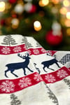 Wintertale Yılbaşı Desenli Kırmızı Kaşındırmayan Pamuklu Çift Kişilik Battaniye - 200x220 cm