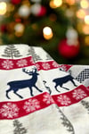 Wintertale Yılbaşı Desenli Kırmızı Kaşındırmayan Pamuklu TV Battaniyesi - 130x170 cm