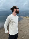 Ekru Bisiklet Yaka Uzun Kollu Unisex Tişört 
