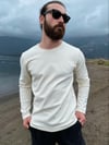 Ekru Bisiklet Yaka Uzun Kollu Unisex Tişört 