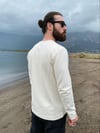Ekru Bisiklet Yaka Uzun Kollu Unisex Tişört 