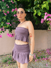 Gipe Detaylı Mini Şort Etekli Takım TWİLİGHT MOUVE