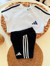 Adidas siyah beyaz şort takım 