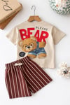 Bear çizgili şort takım