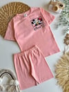 Disnep pembe kız şortlu takım 
