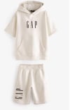 Gap krem kapşonlu şort takım 