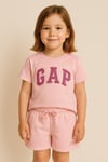 Gap pullu kız şortlu takım pudra