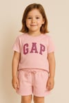 Gap pullu kız şortlu takım pudra