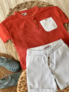 Gömlek şort takım çizgili 