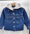 Kapsonlu lacivert denim ceket 