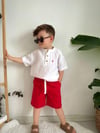 Kırmızı şort  gömlek takım 