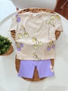 Lila kirazlı şort takım 