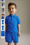 Polo yaka mavi şort takım 
