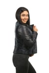 Bayan Gerçek Deri Kışlık Spor Biker Mont  Mavi  bk-382-18668 FA2
