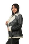 Bayan Gerçek Deri Kışlık Spor Biker Mont Kürk Siyah BK-1175-19218 FA2