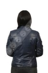 Bayan Gerçek Deri Kışlık Spor Biker Mont Lacivert Astragan İçlik Siyah BK-911-18096 FA2