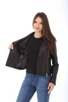 Bayan Gerçek Deri Klasik Biker Ceket Siyah BK-1510 - 19950 FA3
